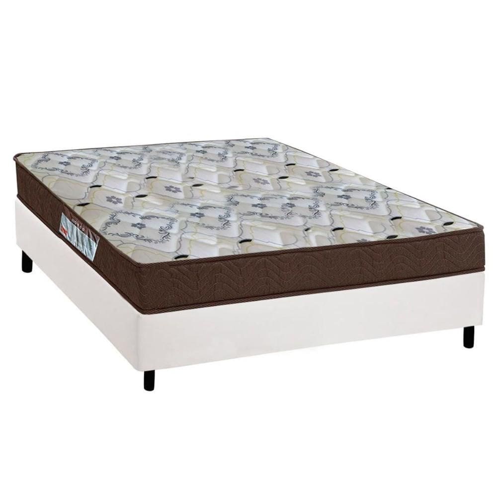 Cama Box Viúva: Colchão Espuma D45 Ortobom /EP Anatômico Fort Tech ISO 150 + Base CRC Suede White(128x188)