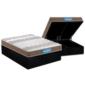 Cama Box Baú Queen: Colchão Espuma D33 Probel / EP Guarda Costas PróIntense Double Face + Base CRC Suede Black(158x198)