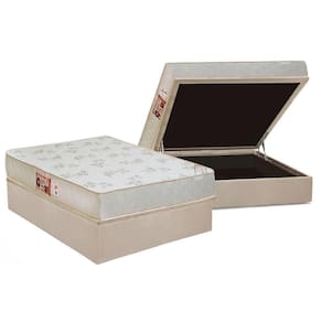 Cama Box Baú Casal: Colchão Espuma Castor D33 Sleep Max Relax + Base CRC Suede Clean(138x188)