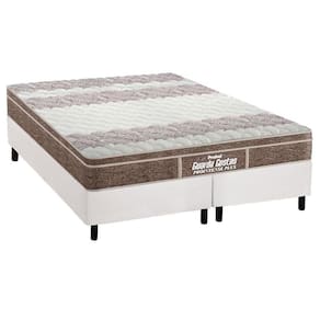 Cama Box Queen: Colchão Espuma Probel D33/EP Guarda Costas Próintense Plus + Base CRC Suede White(158x198)