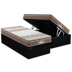 Cama Box Baú Solteiro: Colchão Espuma Probel D33 / EP Guarda Costas PróIntense Plus + Base CRC Suede Black(88x188)