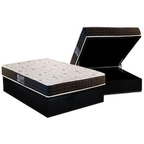 Cama Box Baú Casal: Colchão Espuma Anjos D28 / AG65 Pantanal + Base CRC Suede Black(138x188)