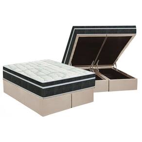 Cama Box Baú Queen: Colchão Molas Orthoflex Bonnel Venezia + Base CRC Suede Clean(158x198)