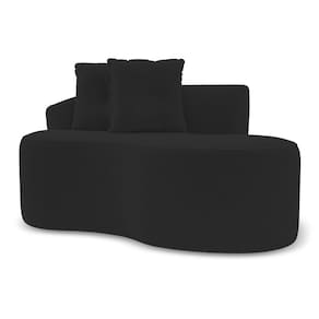 Sofá Orgânico Living Bob 145cm 02 Lugares com 02 Almofadas Bouclê Preto - Desk Design