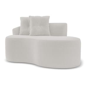 Sofá Orgânico Living Bob 145cm 02 Lugares com 02 Almofadas Bouclê Off White - Desk Design