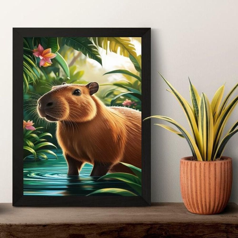 Quadro Decorativo Capivara Tropical 45X34Cm