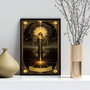 Quadro Carta Tarot Vintage - The Star 45X34Cm - Com Vidro