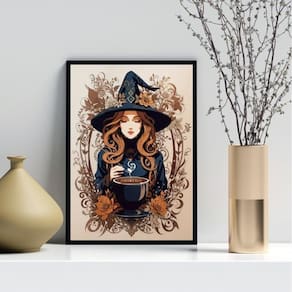 Quadro Decorativo Cozinha - Bruxa 45X34Cm - Com Vidro