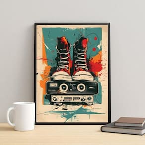 Quadro Decorativo Arte Hip-Hop 33X24Cm - Com Vidro