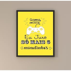 Quadro Gamer - Só Mais 5 Minutos 24X18Cm - Com Vidro