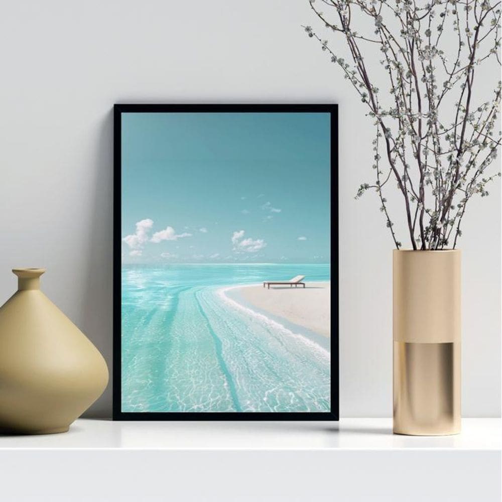 Quadro Decorativo Descanso Na Praia 33X24Cm - Com Vidro