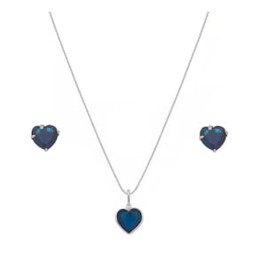 Colar Feminino Com Brinco E Pingente Ponto De Luz Prata 925
