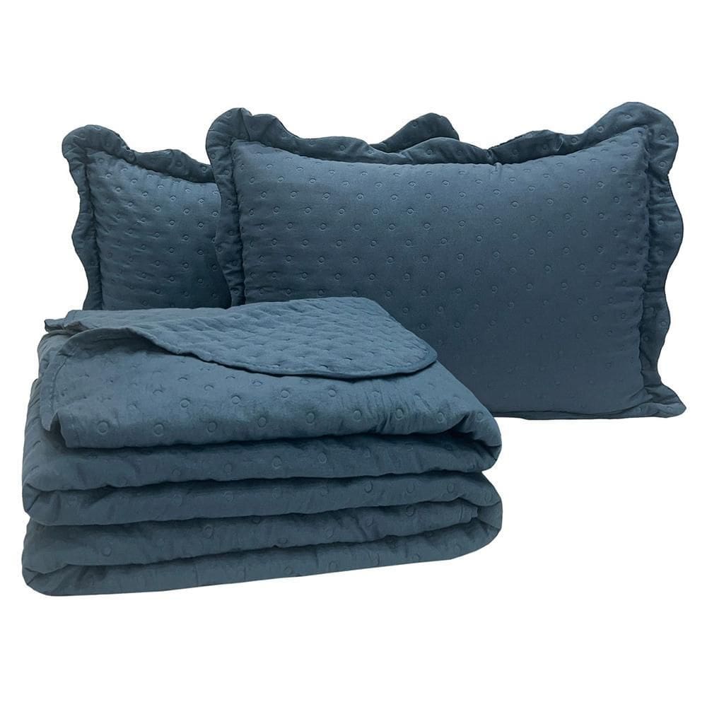 Kit Cobre Leito Colcha Diplomata Casal Dupla Face 3 Peças