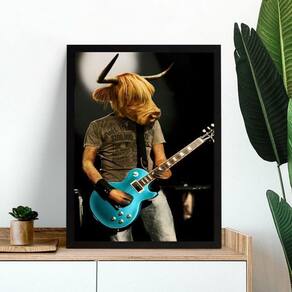 Quadro Decorativo Boi Roqueiro 33X24Cm - Com Vidro