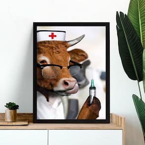 Quadro Decorativo Vaca Veterinária 24X18Cm