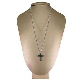 Colar Prata 925 Cadeado Quartzo Verde Cruz P. Vecchio Joias