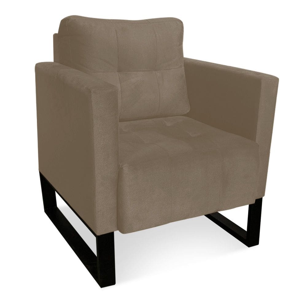 Poltrona Livia Suede Marrom Rato Base Industrial Preto - D`Rossi