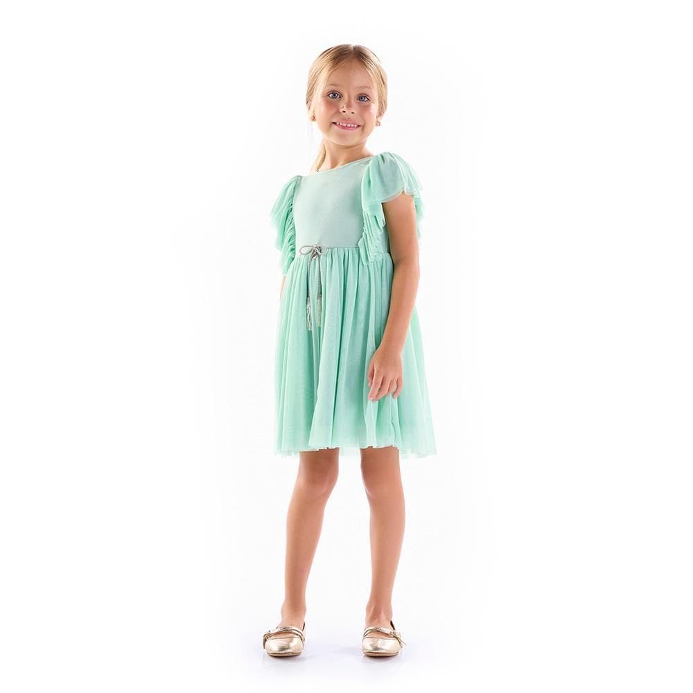 Vestido Kiki Xodó Manga Curta Com Tule Ref: 2100150 1/4 Menina.