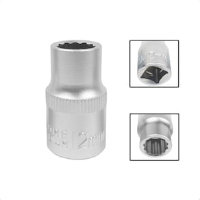 Soquete Estriado Encaixe 1/2 Pols CRV 12mm Aço Cromo Vanádio