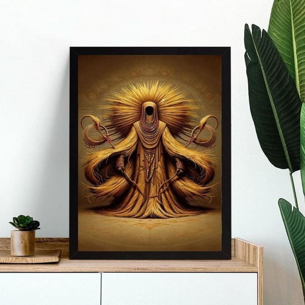 Quadro Artístico Orixá Obaluaê 33X24Cm - Com Vidro