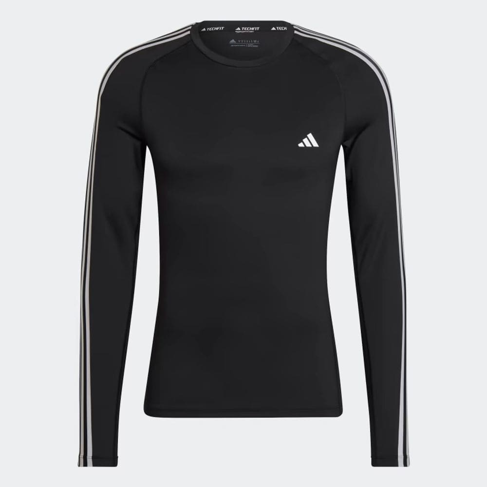 Camiseta Treino Adidas Techfit 3 Stripes Manga Longa Masculina