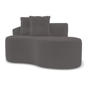 Sofá Orgânico Living Bob 145cm 02 Lugares com 02 Almofadas Bouclê Cinza Escuro - Desk Design