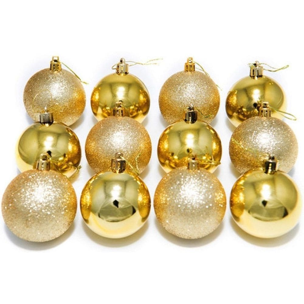 Kit 48 Bolas Douradas Enfeite Natalino Árvore Natal 50mm