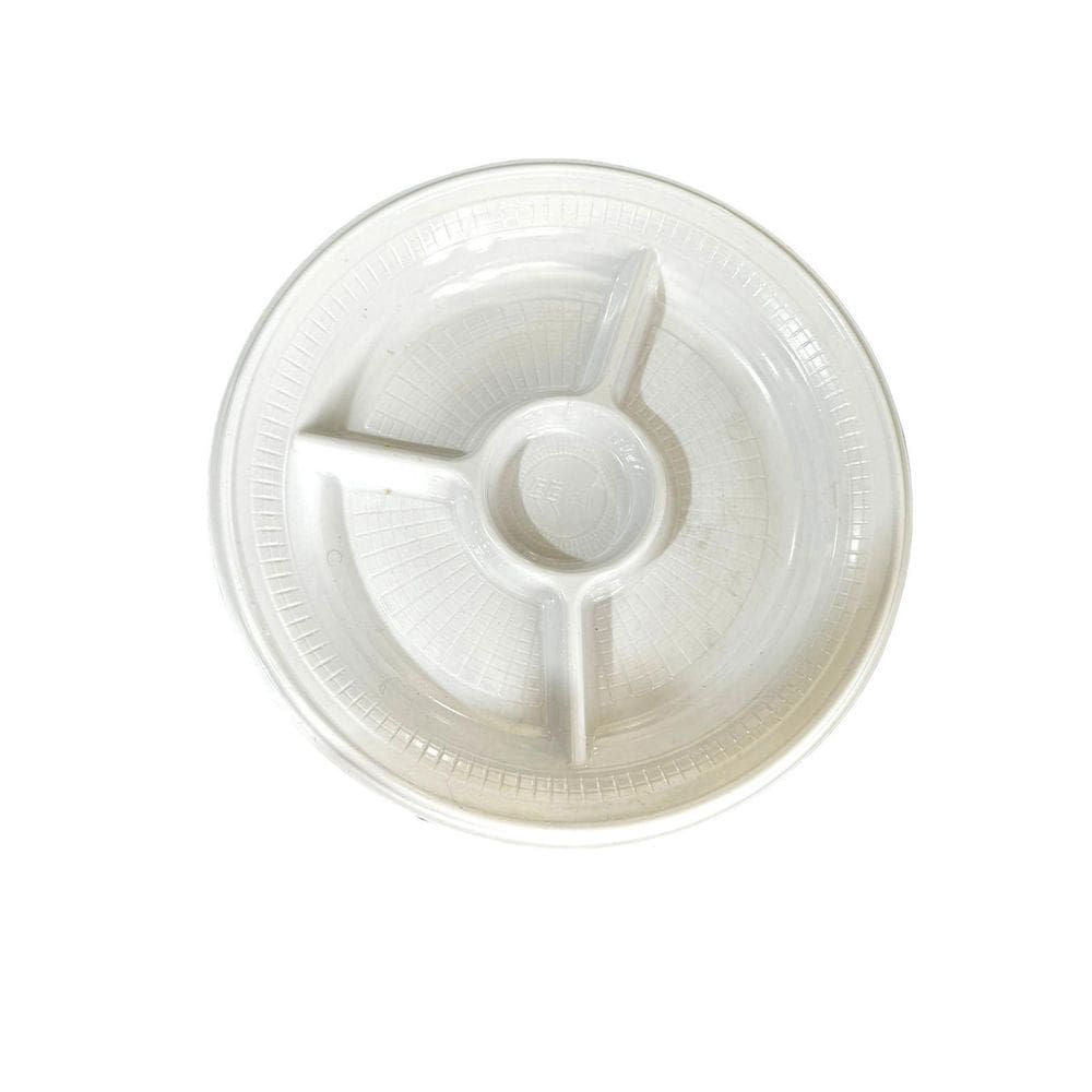Kit 100 Petisqueiras De Plástico 24Cm Branca Com 4 Divisões