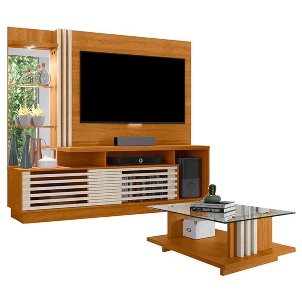 Estante Home Theater com Mesa de Centro Frizz Plus Cinamomo Off White - Madetec