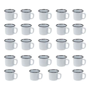 Caneca Esmaltada Retro 350Ml Branca Vintage Jogo 36 Unidades