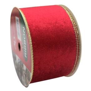 Kit 4 Fitas Aramadas Decoração Natalina 6cm x 9,14m Vermelha