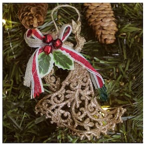Kit 10 Enfeite Pendente Árvore Natal Anjo Dourado 12,5cm