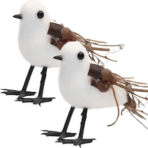 Kit 8 Passarinhos Branco Natal Decoração Em Isopor 10cm