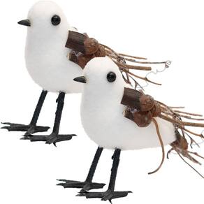 Kit 4 Passarinhos Branco Natal Decoração Em Isopor 10cm