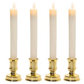 Kit 4 Castiçal Com Vela Elétrica Decoração Natalina 25cm