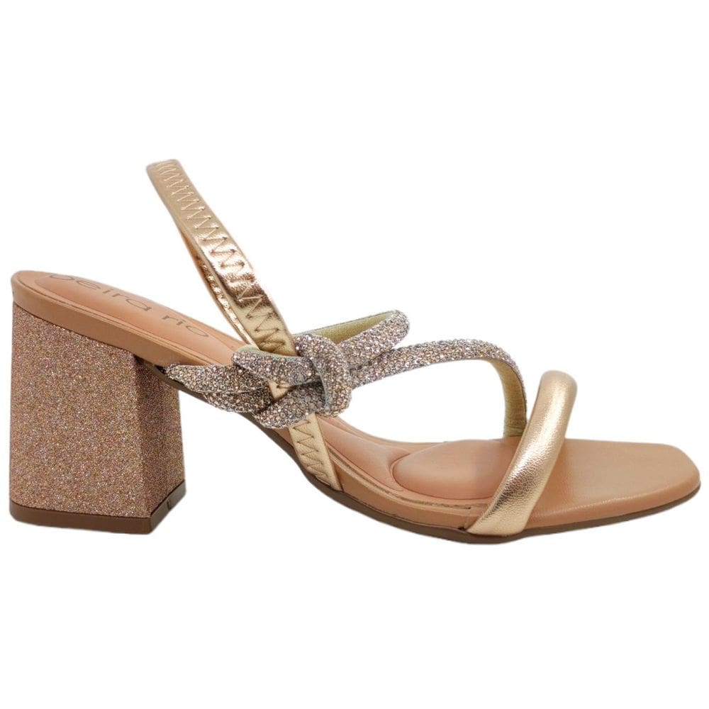 Sandália Feminina Salto Bloco Médio Com Strass Beira Rio 8436.229