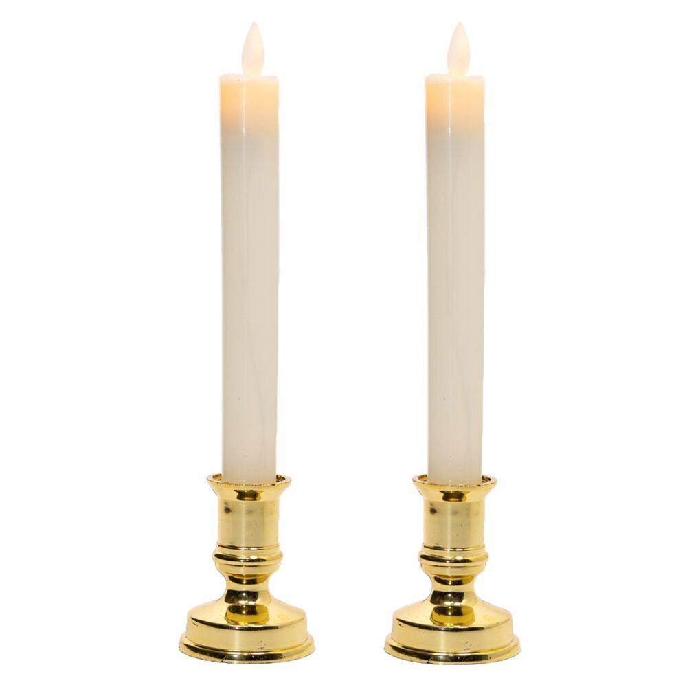 Castiçal Com Vela Elétrica 25cm Decoração Natalina 2pçs