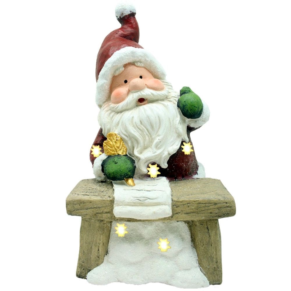 Estatueta Natalina Papai Noel Escritor Lâmpadas Luz LED 43cm