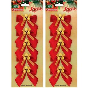 Kit 40 Laços De Bolinhas 9cm Decoração Brilhante Natalina