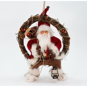 Enfeite Natalina Guirlanda Papai Noel Pendente De Porta 33Cm