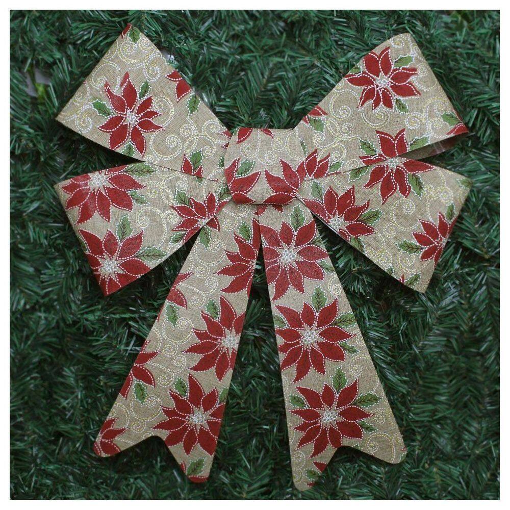 Kit 2 Enfeite Árvore Natal Laço Decorado Com Flores 46 Cm
