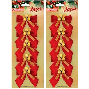 Kit 10 Laços De Bolinhas 9cm Decoração Brilhante Natalina