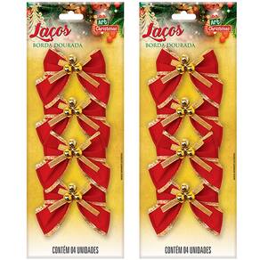 Kit 32 Laços De Bolinhas Pingentes Dourado Brilhante 10cm