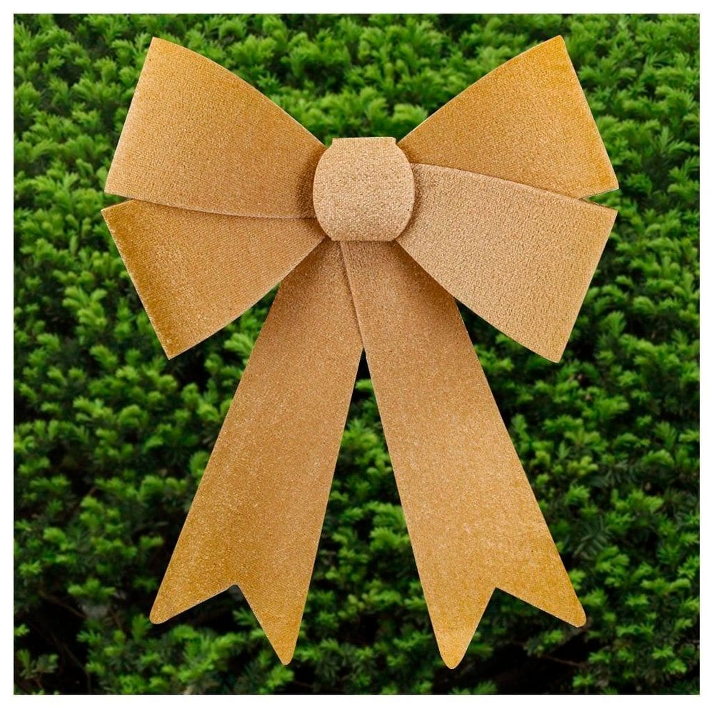 Kit 10 Enfeites Árvore Natal Laço Dourado Veludo 27cm