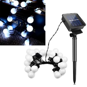 Grinalda Cordão Luzes Solares Jardim 20 LEDs Bolas Branca