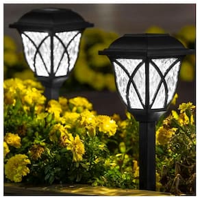 Kit 2 Luminárias Solar Luz De Led Branco Para Jardim