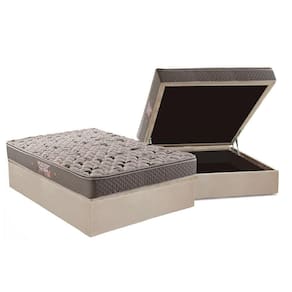 Cama Box Baú Casal: Colchão Ortopédico Herval AG65 Fort Black Firme Pillow Top + Base CRC Suede Clean(138x188)