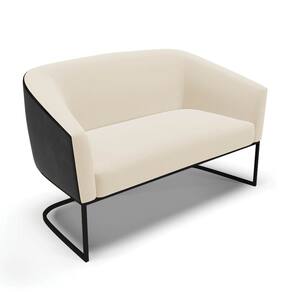 Sofá Namoradeira 2 Lug Industrial Preto Stella Pto/Linho Bege D03 - D`Rossi