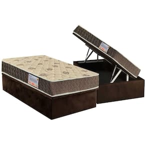 Cama Box Baú Solteiro: Colchão Espuma D33 Orthoflex / EP Matera + Base CRC Suede Brown(88x188)