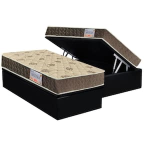 Cama Box Baú Solteiro: Colchão Espuma Orthoflex D33 / EP Matera + Base CRC Suede Black(88x188)